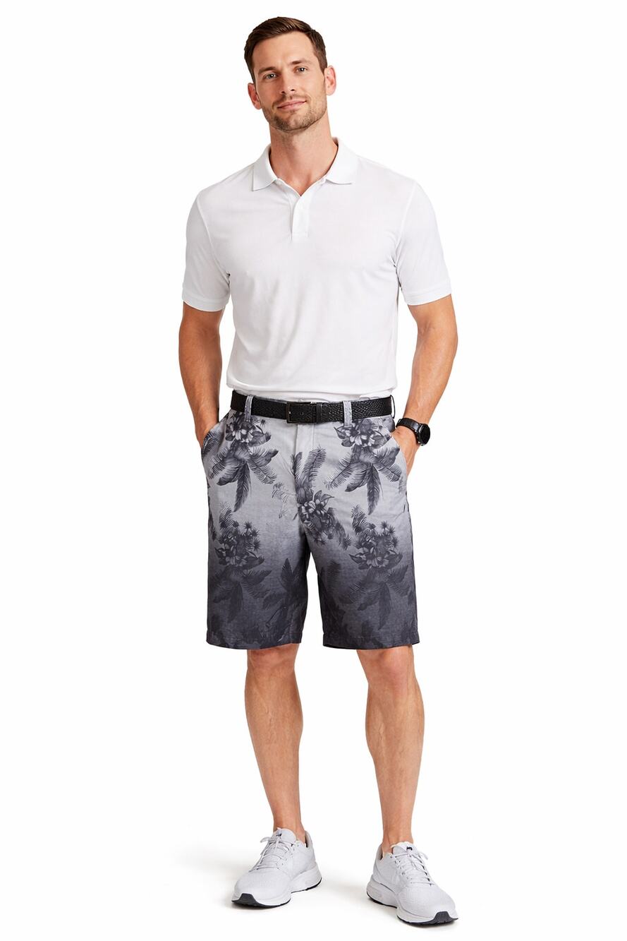 CSG Ombre Palm Print Golf Shorts Men’s Size 38 Gray Black